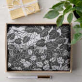 Papier Mousseline Impression feuille japonaise, noir et blanc (Cadeau)