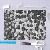 Papier Mousseline Impression feuille japonaise, noir et blanc (Artisanat)