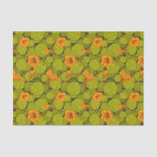 Papier Mousseline Impression florale du Nasturtium victorien 1896 (Recto)