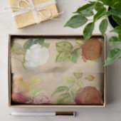 Papier Mousseline Impression florale rose de vieux cru (Cadeau)