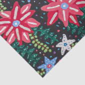 Papier Mousseline Impression florale rouge et noire (Détail)