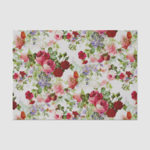 Papier Mousseline Impression florale Vintage et rose