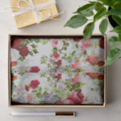 Papier Mousseline Impression florale Vintage et rose (Cadeau)