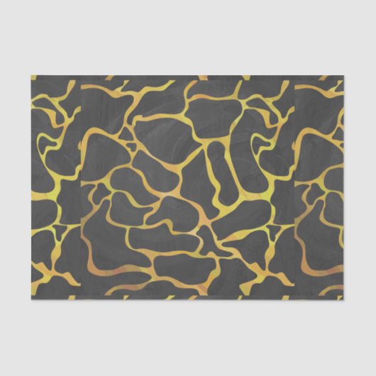 Papier Mousseline Impression Giraffe noir et jaune (Recto)