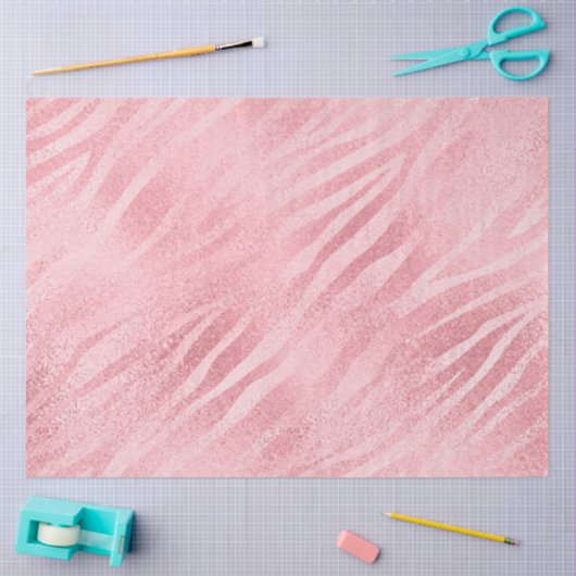 Papier Mousseline Impression Glam Pink Zebra (Artisanat)