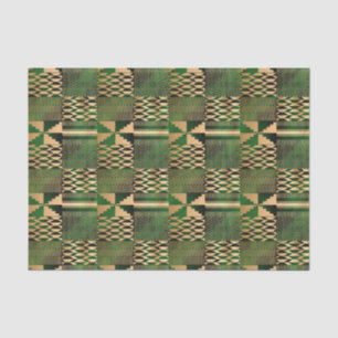 Papier Mousseline Impression Kwanzaa Kente (Vert/Or)