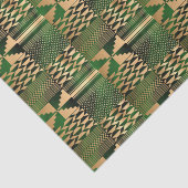 Papier Mousseline Impression Kwanzaa Kente (Vert/Or) (Détail)