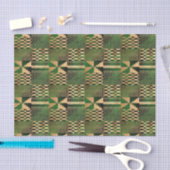 Papier Mousseline Impression Kwanzaa Kente (Vert/Or) (Artisanat)