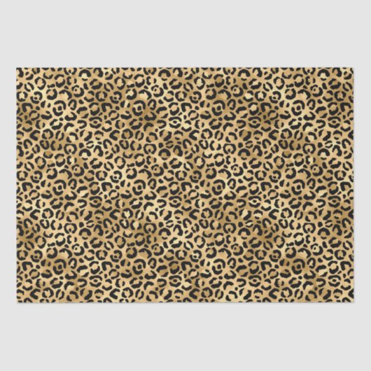 Papier Mousseline Impression léopard guépard or noir Animal (Recto)