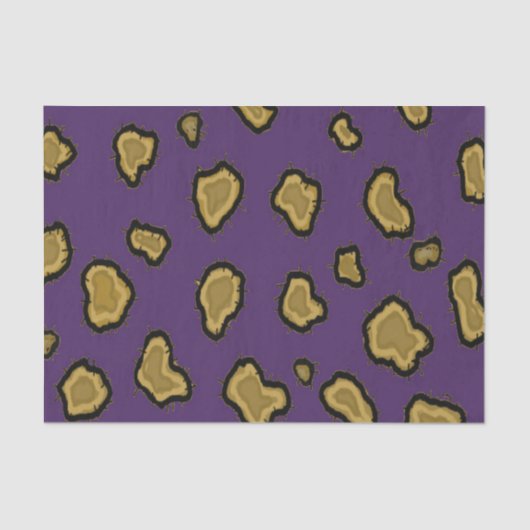 Papier Mousseline Impression léopard or et violet (Recto)
