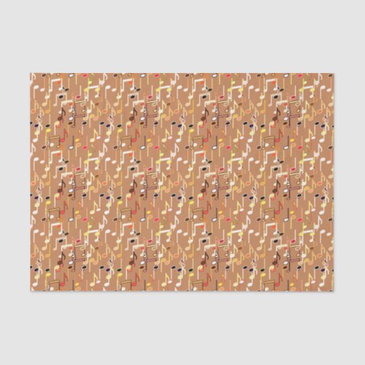 Papier Mousseline Impression musicale - Caramel Tan, Multi (Recto)
