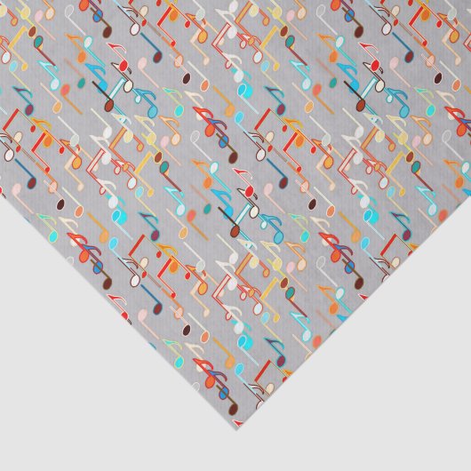 Papier Mousseline Impression musicale - Gris moyen, Multi (Détail)