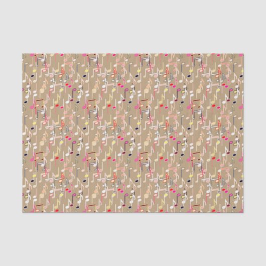 Papier Mousseline Impression musicale - taupe tan, multi (Recto)