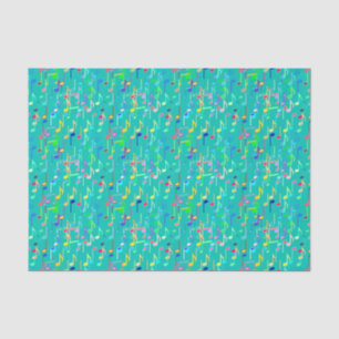 Papier Mousseline Impression musicale - turquoise, multi