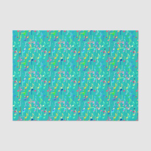 Papier Mousseline Impression musicale - turquoise, multi (Recto)