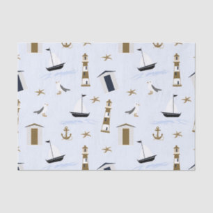 Papier Mousseline Impression Nautique Festive