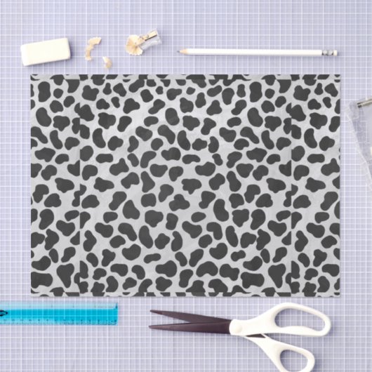 Papier Mousseline Impression noire et blanche dalmate (Artisanat)