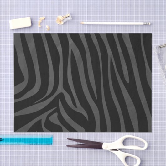 Papier Mousseline Impression noire et grise Zebra (Artisanat)