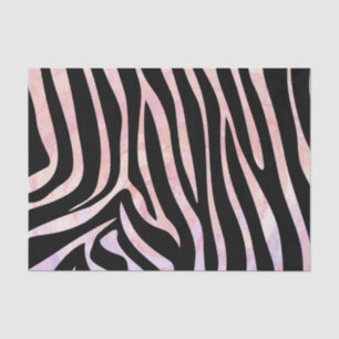 Papier Mousseline Impression noire et rose Zebra