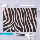 Papier Mousseline Impression noire et rose Zebra (Artisanat)