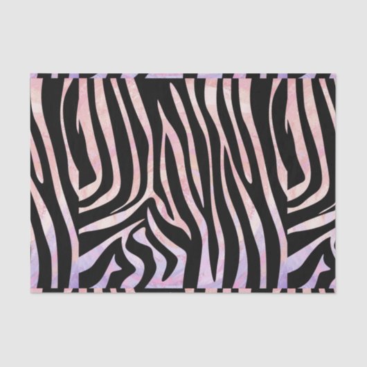 Papier Mousseline Impression noire et rose Zebra (Recto)
