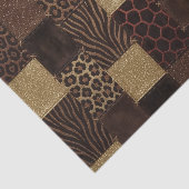Papier Mousseline Impression patchwork animaux africains | Marron et (Détail)