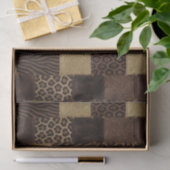 Papier Mousseline Impression patchwork animaux africains | Marron et (Cadeau)