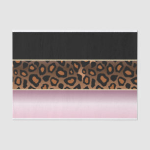 Papier Mousseline Impression rose, noire et jaguar