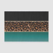 Papier Mousseline Impression Turquoise, noire et jaguar (Recto)