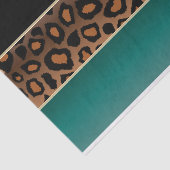Papier Mousseline Impression Turquoise, noire et jaguar (Détail)