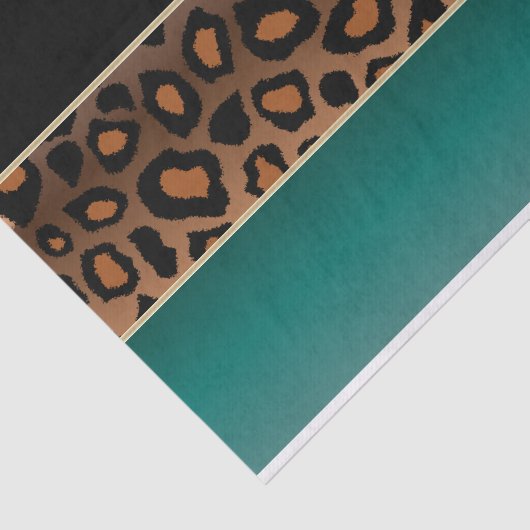 Papier Mousseline Impression Turquoise, noire et jaguar (Détail)