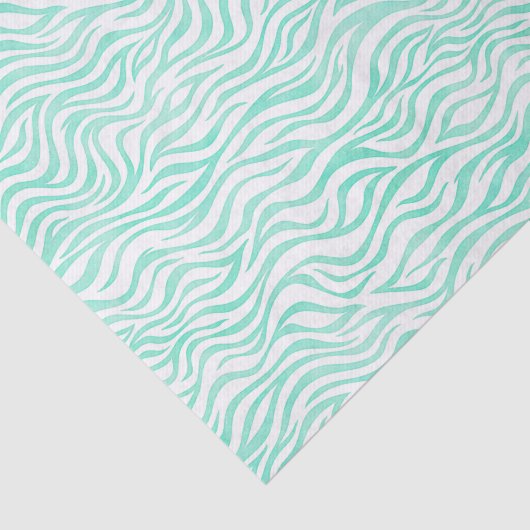 Papier Mousseline Impression turquoise vert aquarelle Zebra (Détail)
