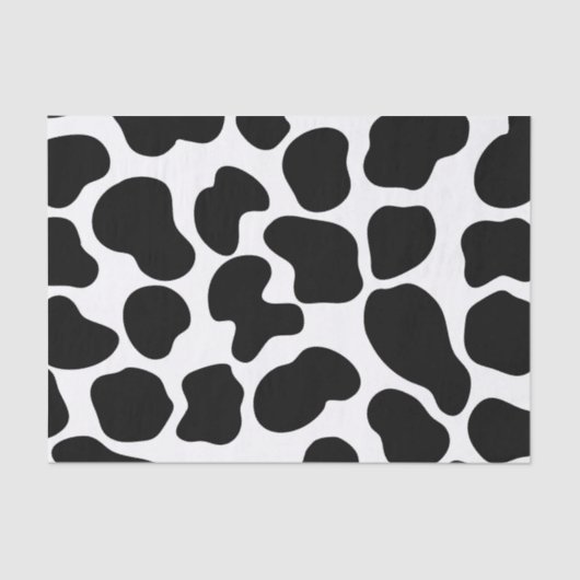 Papier Mousseline Impression vache noir et blanc Ferme rustique (Recto)