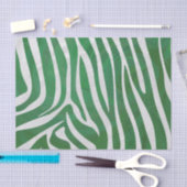 Papier Mousseline Impression verte et blanche Zebra (Artisanat)