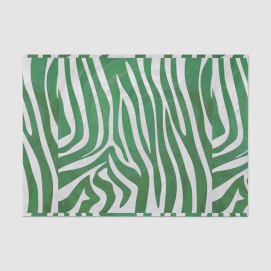 Papier Mousseline Impression verte et blanche Zebra (Recto)