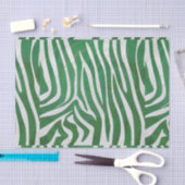 Papier Mousseline Impression verte et blanche Zebra (Artisanat)