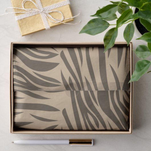 Papier Mousseline Impression Zebra Brown (Cadeau)