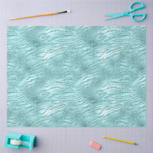 Papier Mousseline Impression Zebra Mint Glitzy (Artisanat)