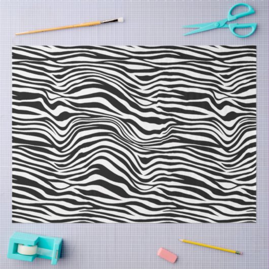 Papier Mousseline Impression Zèbre noir et blanc (Artisanat)