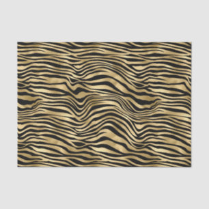 Papier Mousseline Impression Zèbre Or Design