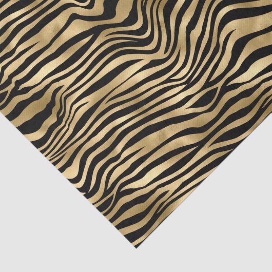Papier Mousseline Impression Zèbre Or Design  (Détail)