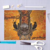 Papier Mousseline Impressionnant crâne et corbeau (Artisanat)