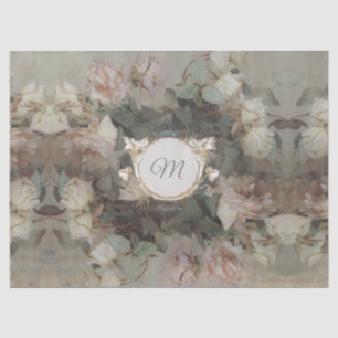Papier Mousseline Impressionnisme floral élégant Monogramme Découpag