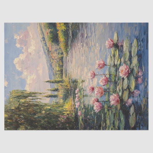 Papier Mousseline Impressionniste Lily Pads Willow Tree Decoupage (Recto)