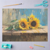 Papier Mousseline Impressionniste Tournesols Peinture Découpage (Artisanat)