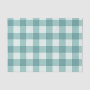 Papier Mousseline Imprimé à carreaux tartan bleu sarcelle vert