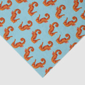 Papier Mousseline imprimé à cheval de mer orange (Détail)