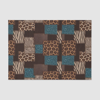 Papier Mousseline Imprimé animalier africain patchwork | Marron et s