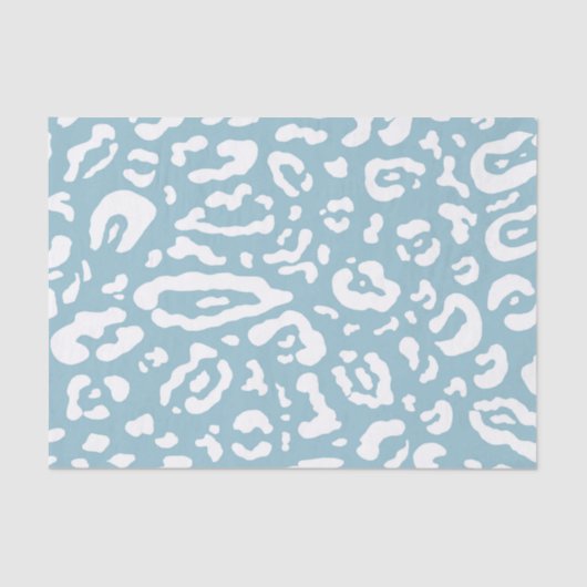 Papier Mousseline Imprimé animalier guépard léopard bleu et blanc po (Recto)
