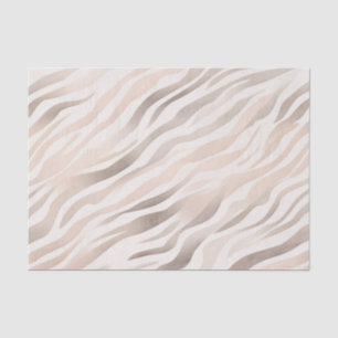 Papier Mousseline Imprimé animalier zèbre rose crème beige